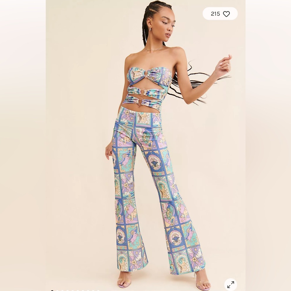 Pastel Multi-Print Strapless Cutout Jumpsuit
